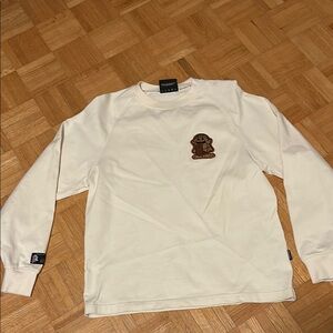 GrafWu White Long Sleeve Shirt with Brown Logo